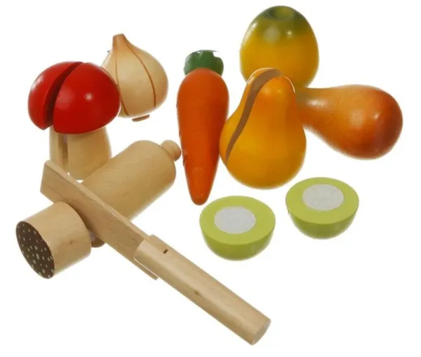 Frukt og grønnsaker i tre med borrelås FSC®