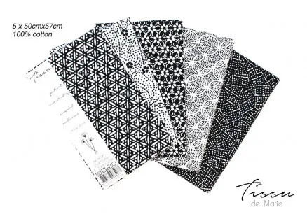 Tissu de Marie Fat Quarter Nøytral Perle 50x57cm - 5 stk