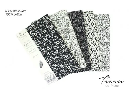 Tissu de Marie Fat Quarter Naturfarge 50x57cm - 5 stk