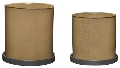 Hübsch Era Potte Beige Sett av 2