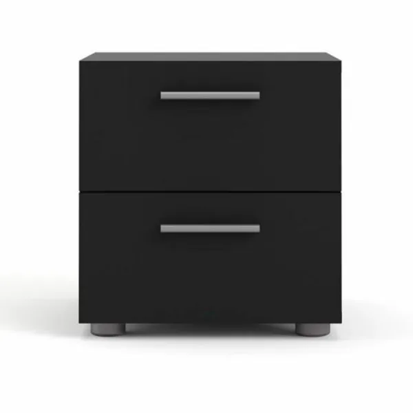 TVILUM Pepe nattbord med 2 skuffer - svart folie og plast (40x40,25)