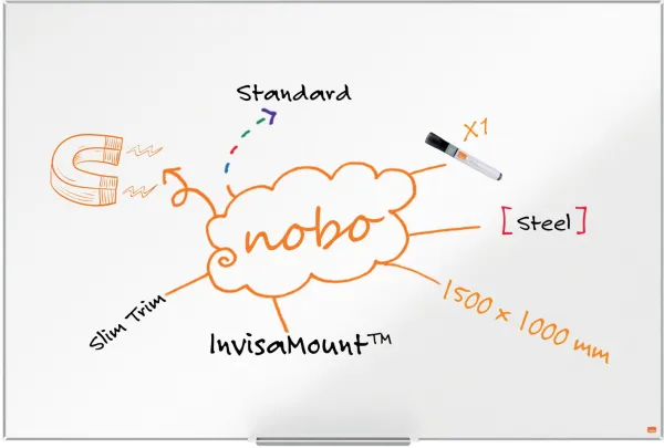 Nobo Impression Pro Stål-Whiteboard 150x100cm Hvit